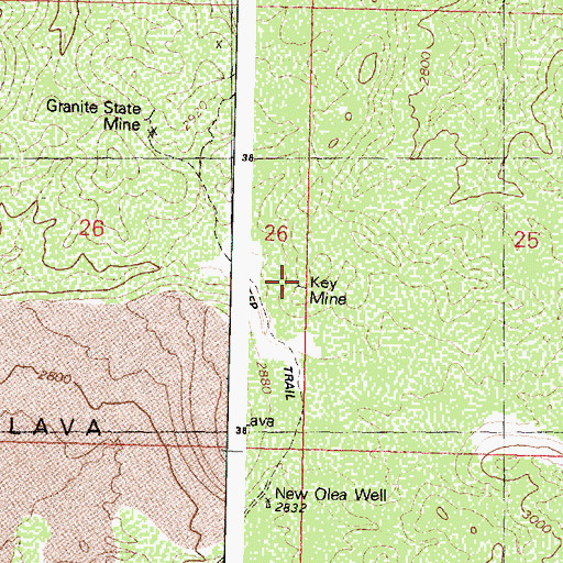 Topographic Map of Key Mine, AZ