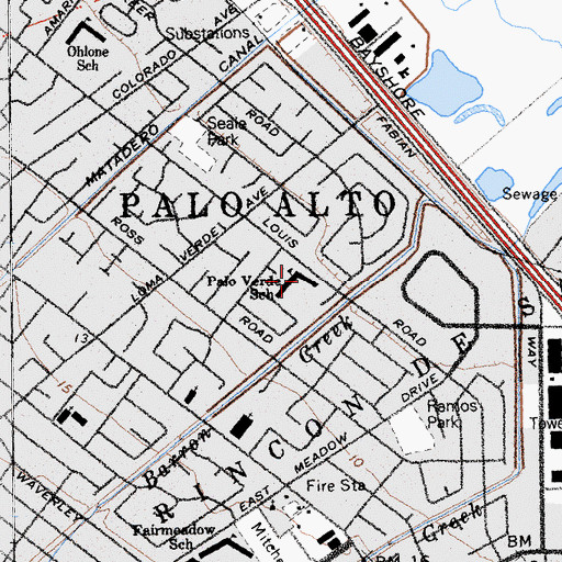 Topographic Map of Palo Verde Elementary School, CA
