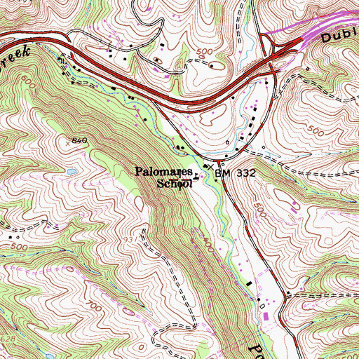 Topographic Map of Palomares Elementary School, CA