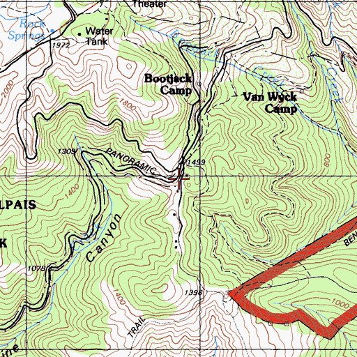 Topographic Map of Pan Toll Ranger Station, CA