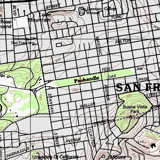 Topographic Map of Panhandle, CA