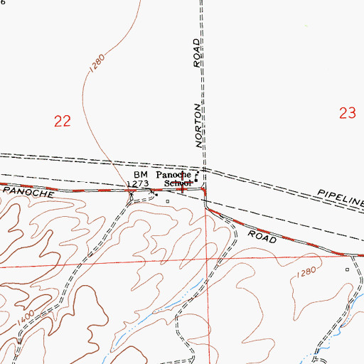 Topographic Map of Panoche Elementary School, CA