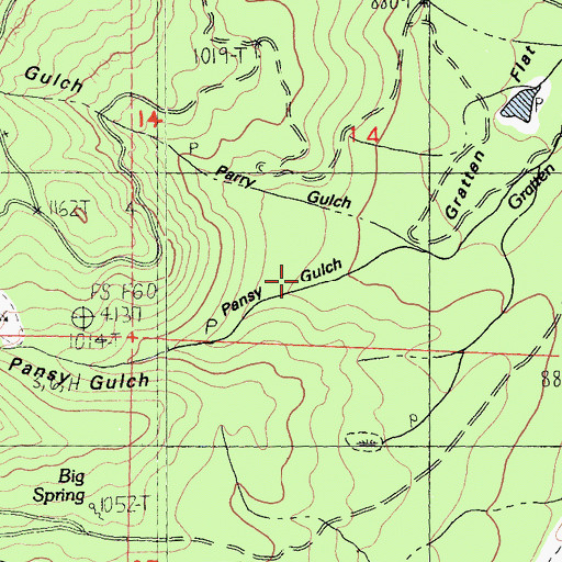 Topographic Map of Pansy Gulch, CA