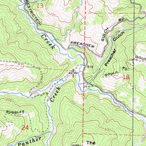 Topographic Map of Panther Creek, CA