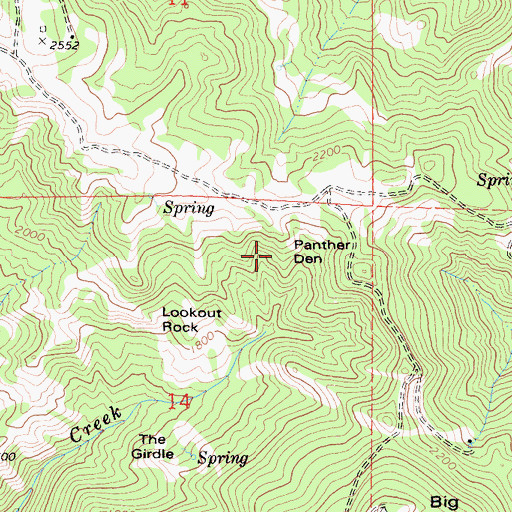 Topographic Map of Panther Den, CA