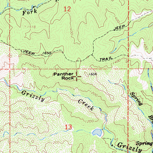 Topographic Map of Panther Rock, CA