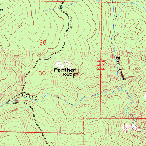 Topographic Map of Panther Rock, CA