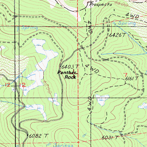 Topographic Map of Panther Rock, CA