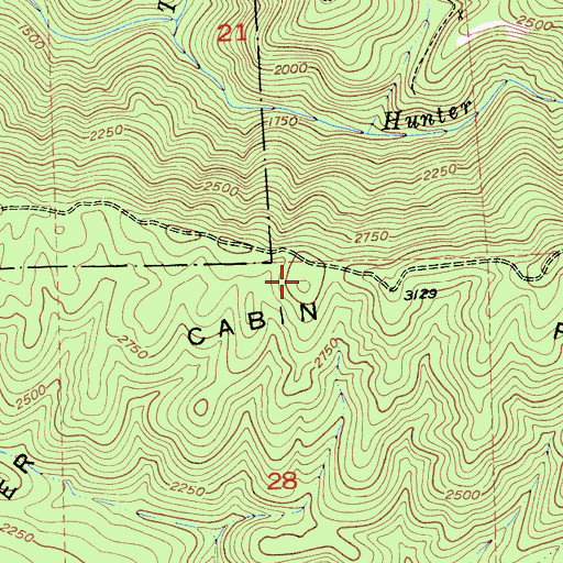 Topographic Map of Paper Cabin Ridge, CA