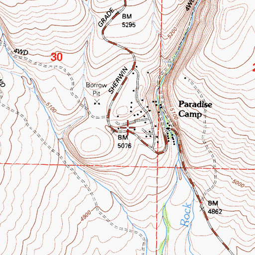 Topographic Map of Paradise Camp, CA
