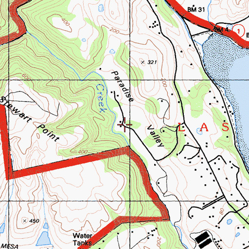 Topographic Map of Paradise Valley, CA
