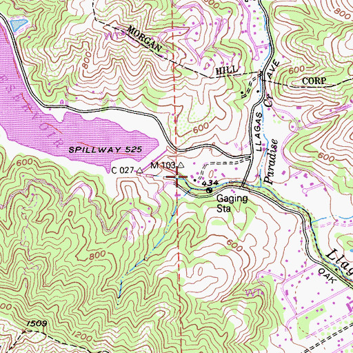 Topographic Map of Paradise Valley, CA