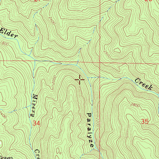 Topographic Map of Paralyze Canyon, CA