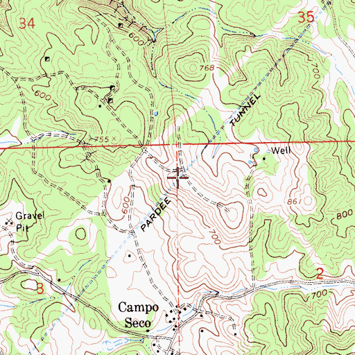 Topographic Map of Pardee Tunnel, CA