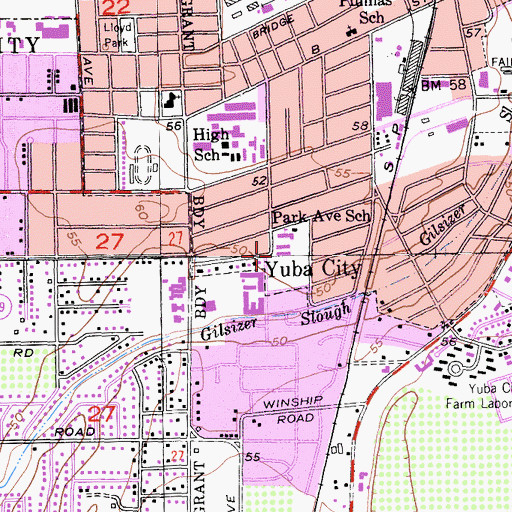 Topographic Map of Park Avenue Elementary School, CA
