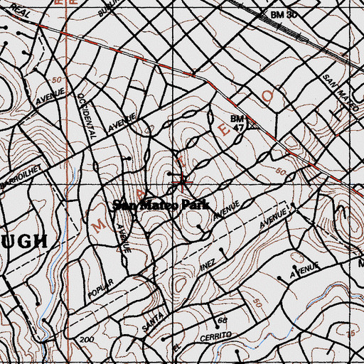 Topographic Map of Park Elementary School, CA