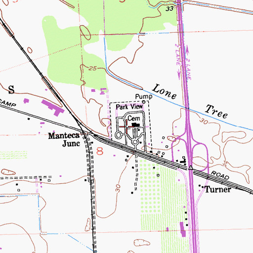 Topographic Map of Park View Cemetery, CA