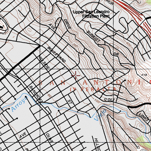 Topographic Map of Parker Elementary School, CA