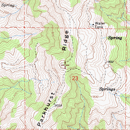 Topographic Map of Parkhurst Ridge, CA