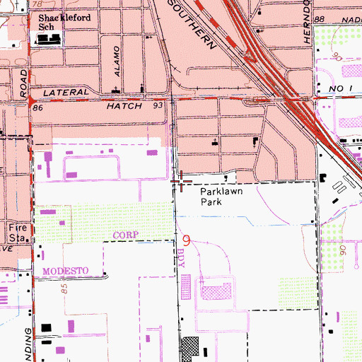 Topographic Map of Parklawn Park, CA