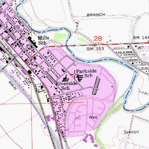 Topographic Map of Hazel M Bailey Primary School, CA