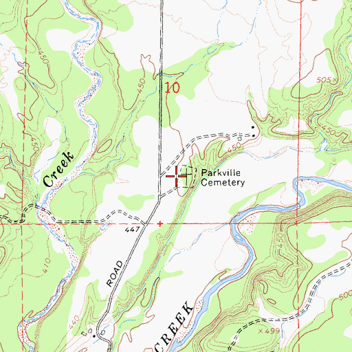 Topographic Map of Parkville Cemetery, CA