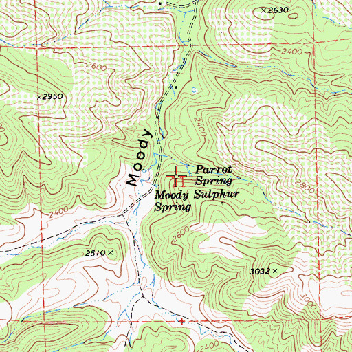 Topographic Map of Parrot Spring Sulphur, CA