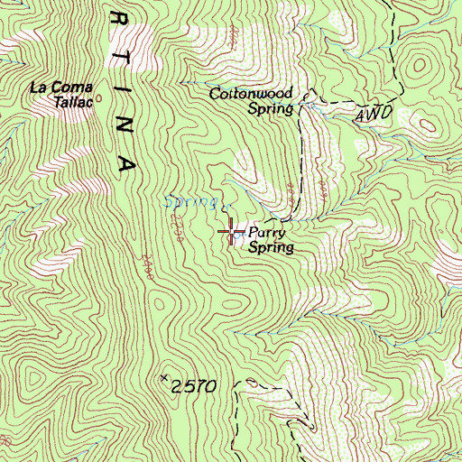 Topographic Map of Parry Spring, CA