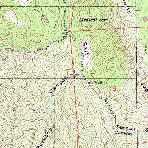 Topographic Map of Parsons Canyon, CA