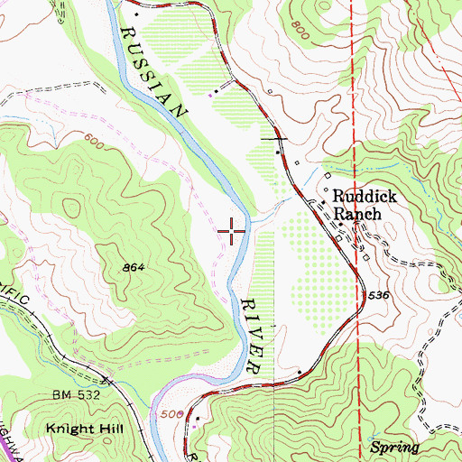 Topographic Map of Parsons Creek, CA