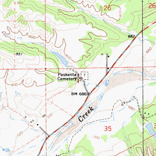 Topographic Map of Paskenta Cemetery, CA