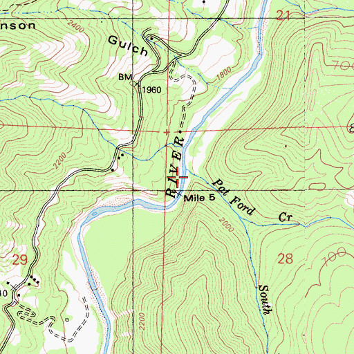 Topographic Map of Pat Ford Creek, CA