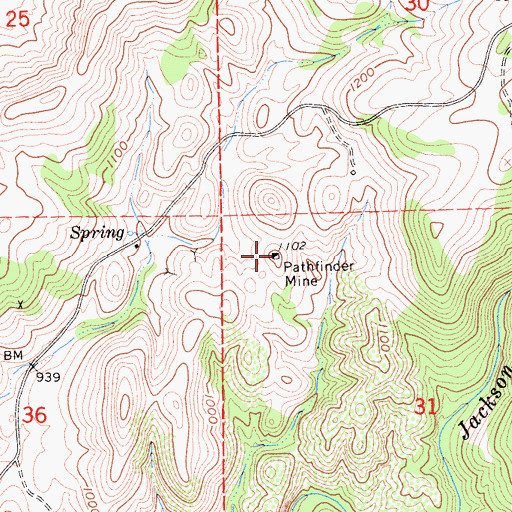 Topographic Map of Pathfinder Mine, CA