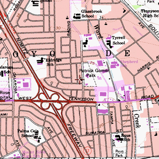 Topographic Map of Weekes Community Park, CA