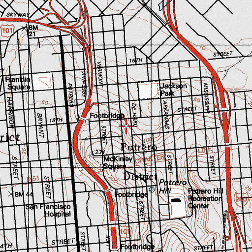 Topographic Map of International Studies Academy at Enola Maxwell, CA