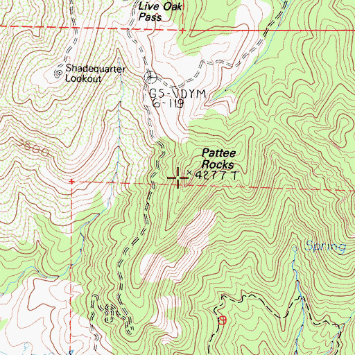 Topographic Map of Pattee Rocks, CA