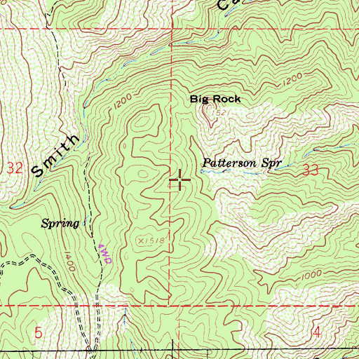 Topographic Map of Patterson Spring, CA