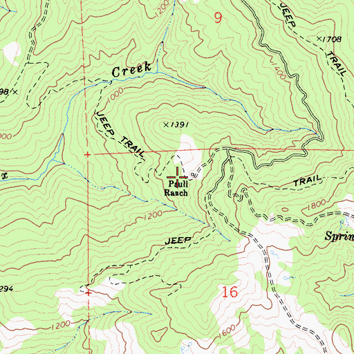 Topographic Map of Paull Ranch, CA