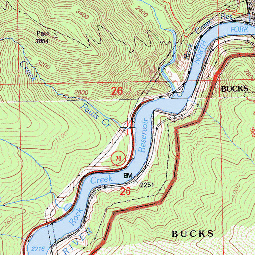Topographic Map of Pauls Creek, CA