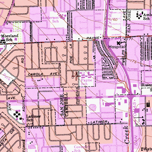 Topographic Map of George C Payne Elementary School, CA