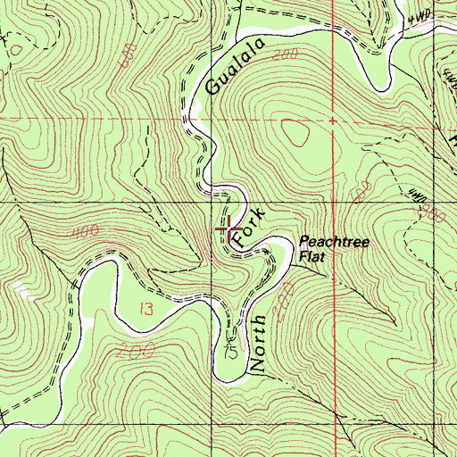 Topographic Map of Peachtree Flat, CA