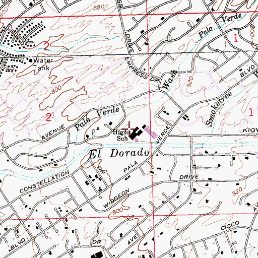 Topographic Map of Lake Havasu High School, AZ