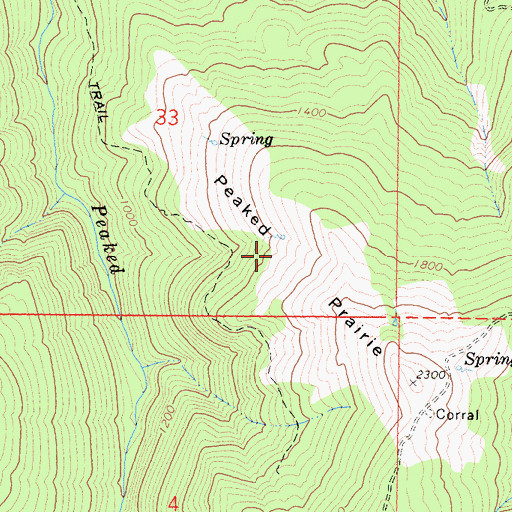 Topographic Map of Peaked Prairie, CA