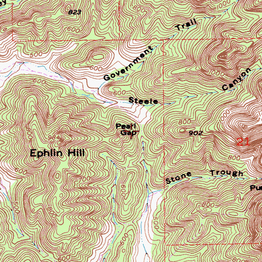 Topographic Map of Pearl Gap, CA