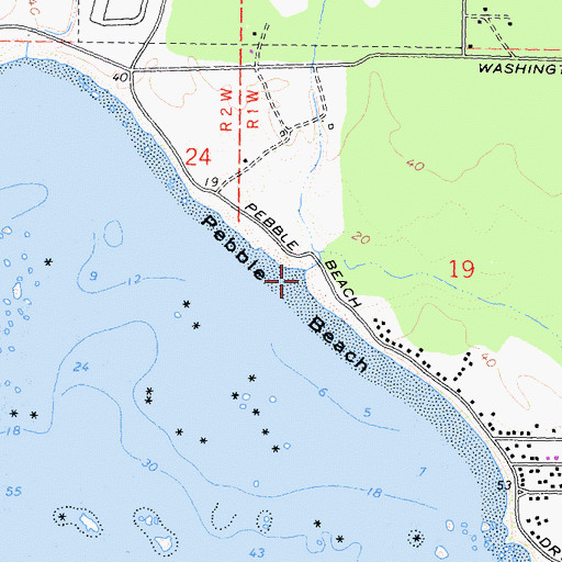 Topographic Map of Pebble Beach, CA