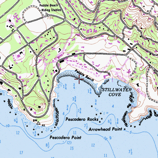 Topographic Map of Pebble Beach, CA