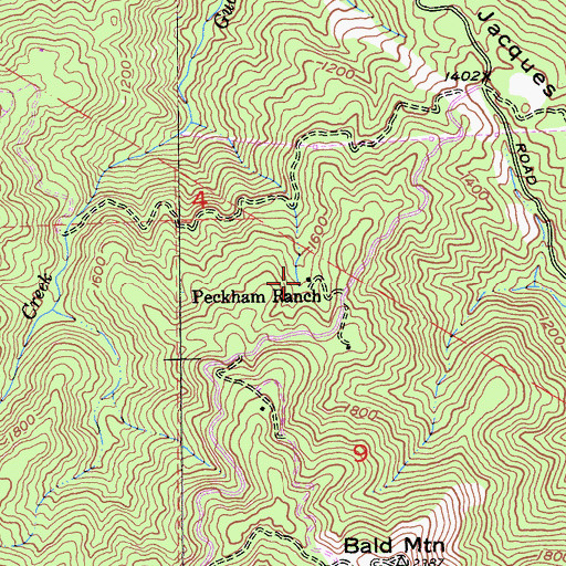 Topographic Map of Peckham Ranch, CA