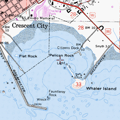 Topographic Map of Pelican Rock, CA