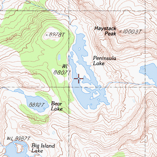 Topographic Map of Peninsula Lake, CA