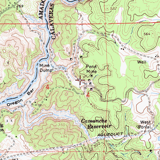 Topographic Map of Penn Mine, CA